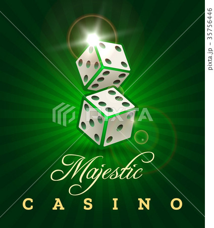 Gambling dice casino poster on green Gambling dice casino poster on green 35756446