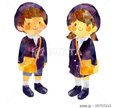 制服を着た幼稚園児のイラスト素材 35757213 Pixta