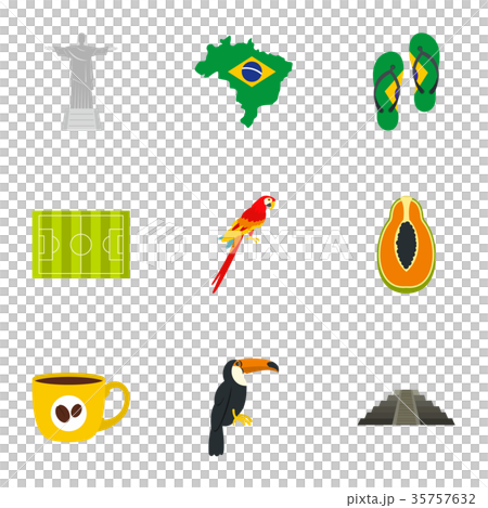 Landmarks of Brazil icon set, flat style Landmarks of Brazil icon set, flat style 35757632