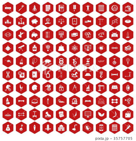 100 balance icons hexagon red 35757705