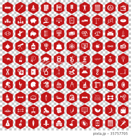 100 balance icons hexagon red 35757705