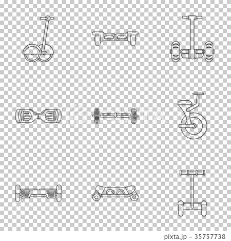 Self balancing scooter icon set, outline style Self balancing scooter icon set, outline style 35757738