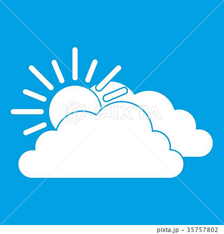 Sun and cloud icon white Sun and cloud icon white 35757802