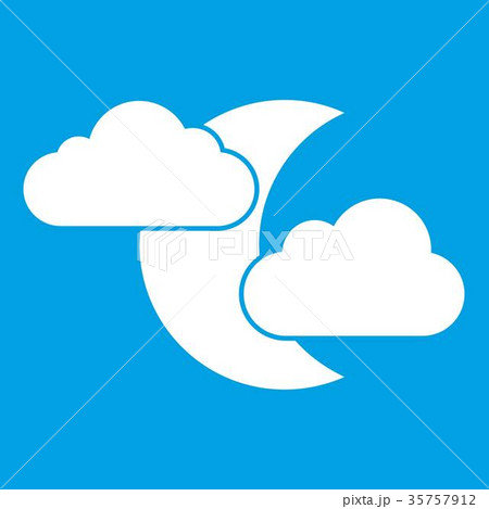 Moon and clouds icon white 35757912