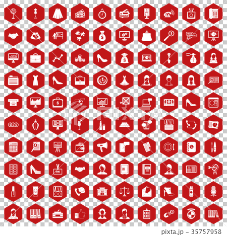 100 business woman icons hexagon red 100 business woman icons hexagon red 35757958