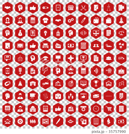 100 business strategy icons hexagon red 100 business strategy icons hexagon red 35757990