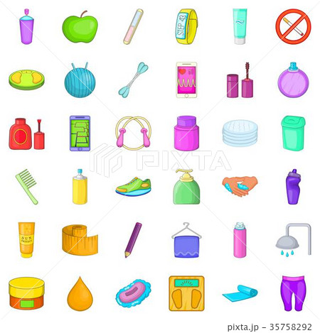 Woman cosmetic icons set, cartoon style Woman cosmetic icons set, cartoon style 35758292