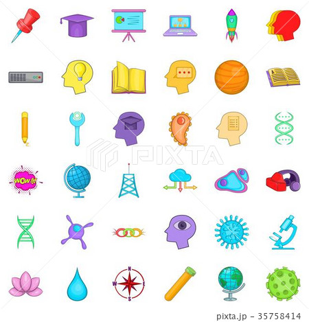 Creative working icons set, cartoon style 35758414
