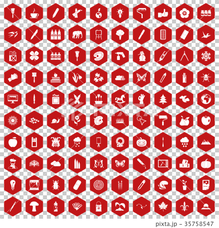 100 eco design icons hexagon red 100 eco design icons hexagon red 35758547