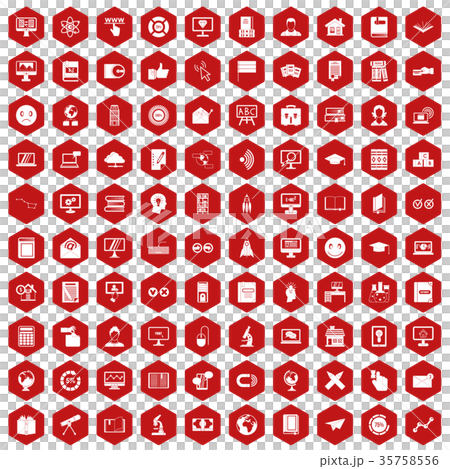 100 e-learning icons hexagon red 100 e-learning icons hexagon red 35758556