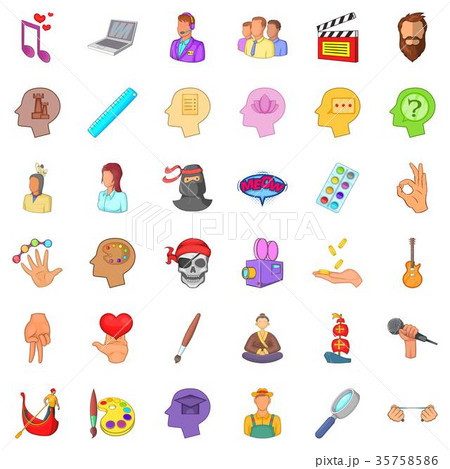 Creative occupation icons set, cartoon style 35758586