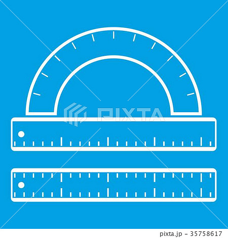 Ruler and protractor icon white 35758617