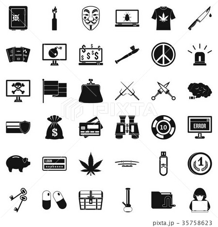 Criminal virus icons set, simple style Criminal virus icons set, simple style 35758623