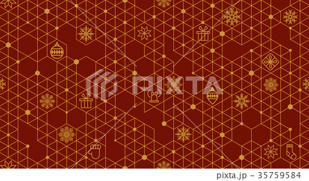 Pattern with Christmas elements in hexagons Pattern with Christmas elements in hexagons 35759584