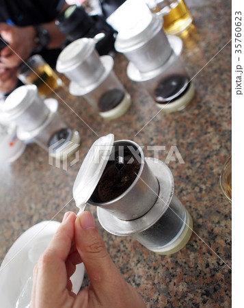traditional vietnamese dripping coffee set. 35760623