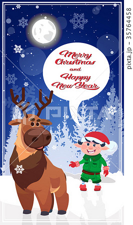 Christmas Characters In Winter Forest Happy New 35764458