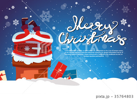 Santa Claus Stack In Chimney Merry Christmas And 35764803
