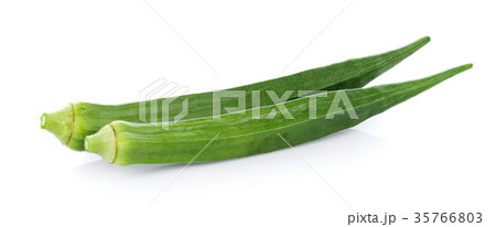 fresh okra isolated on white background fresh okra isolated on white background 35766803