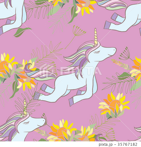 Retro style Illustration with flowers and animal 35767182
