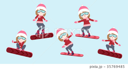 woman is snowboarding 35769485