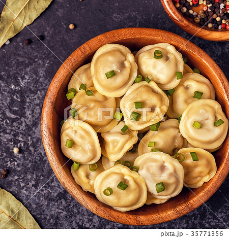 Homemade meat dumplings - russian pelmeni. 35771356