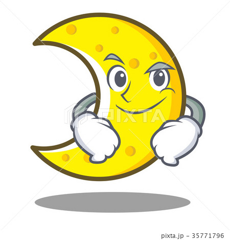 Smirking crescent moon character cartoon 35771796