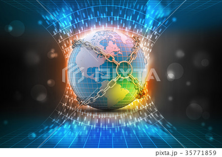 Earth globe close in chain 35771859
