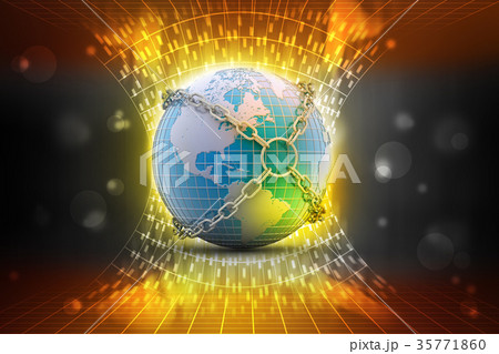 Earth globe close in chain 35771860