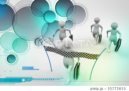 Business man reaching the finishing line 35772653