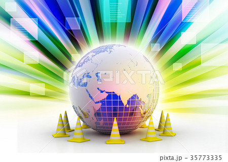 Globe and traffic cone Globe and traffic cone 35773335