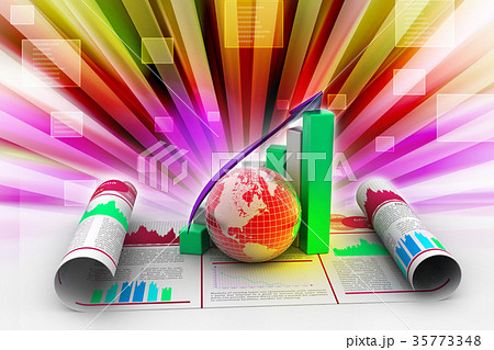 Business growth graph and globe Business growth graph and globe 35773348
