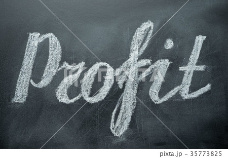 The blackboard writing with chalk text "Profit" 35773825