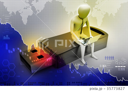 3d man and laptop sitting usb 35773827