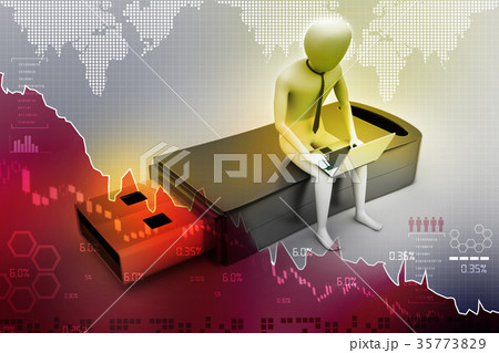3d man and laptop sitting usb 35773829