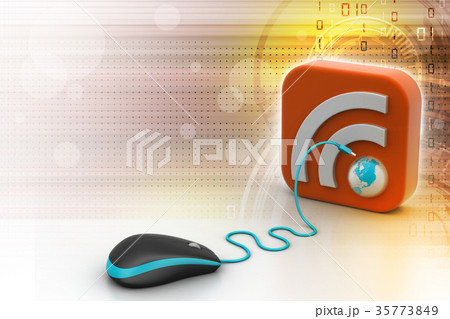 computer mouse with RSS icon computer mouse with RSS icon 35773849