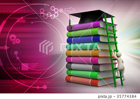 Graduation mortar on top of books 35774384