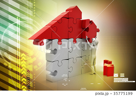 3d man, building the house 3d man, building the house 35775199