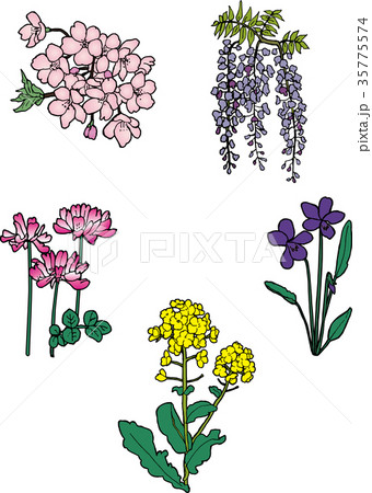 日本の四季02春の花のイラスト素材