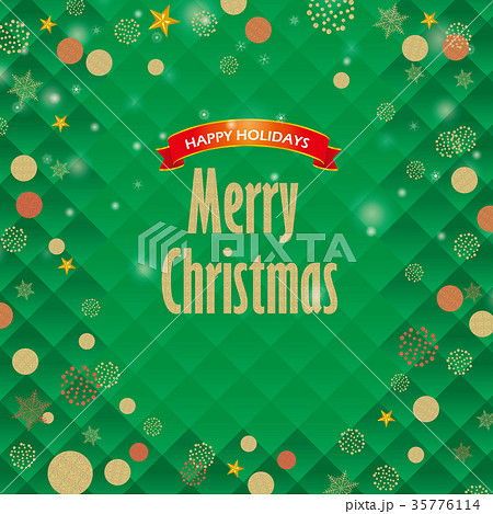 クリスマス向け背景画像 緑 風景イラスト Merry Xmas ロゴのイラスト素材 35776114 Pixta