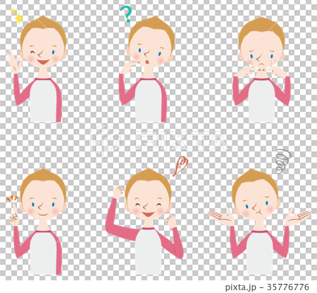 Set of boys facial expressions and poses Set of boys facial expressions and poses 35776776