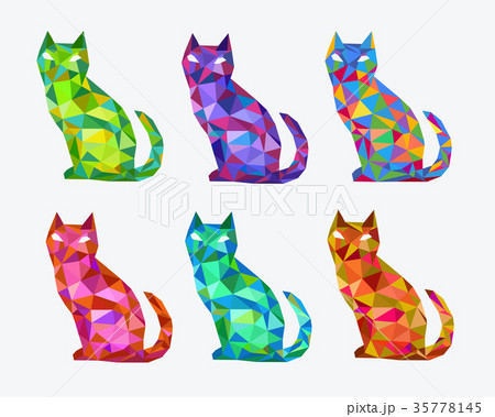 Abstract polygonal colored cats 35778145