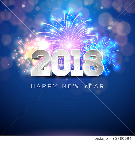 Happy New Year 2018 Illustration with Firework and 35780694