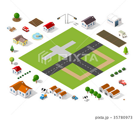 Set of modern isometric buildings 35780973