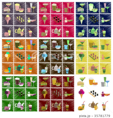 assembly flat shading style icons food 35781779