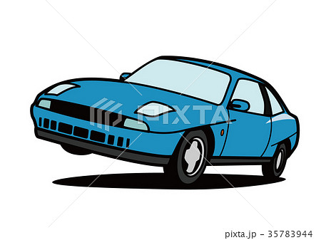 イタリアンクーペ ジャンプ 青色 自動車イラスト イタリアンクーペ ジャンプ 青色 自動車イラスト 35783944