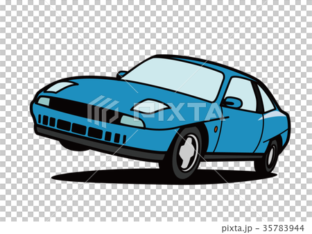 イタリアンクーペ ジャンプ 青色 自動車イラスト イタリアンクーペ ジャンプ 青色 自動車イラスト 35783944