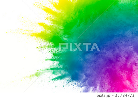 Multicolored powder explosion on white background. 35784773