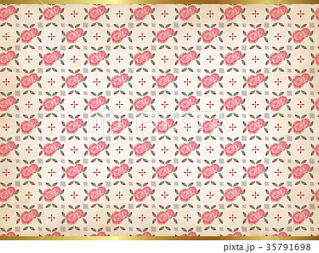 背景素材 アンティーク風 薔薇模様のイラスト素材