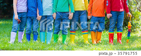 Kids in rain boots. Footwear for children. Kids in rain boots. Footwear for children. 35791755