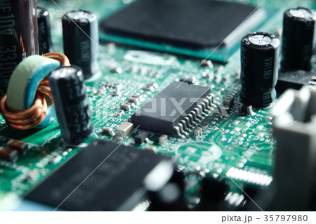 Closeup electronic circuit board Closeup electronic circuit board 35797980